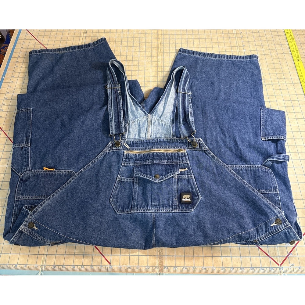 Berne Workwear Denim Bib Overalls Men 64X29 Unlined Relaxed Fit Pocket Carpenter